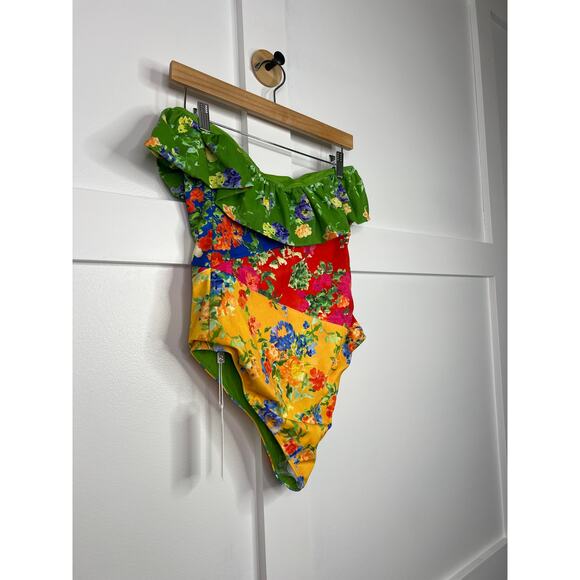NWT Caroline Constas Colorblock Marisol One Piece Radiant Floral Mix Swimsuit - Picture 3 of 8